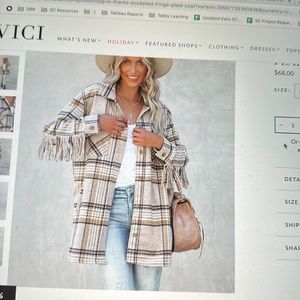 VICI Pocketed Fringe Jacket Coat in Small